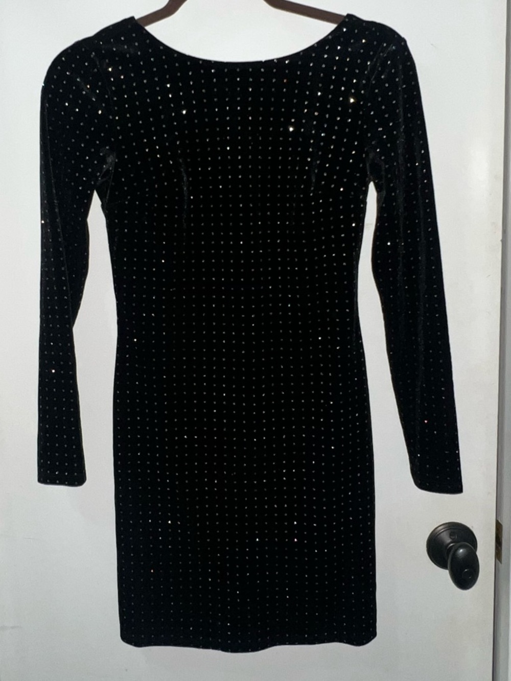Express Velour Cocktail Dress Women's Medium All Over Rhinestone Scoop Back